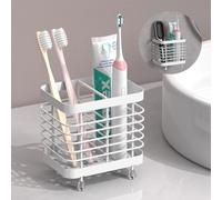 Luxspire Porte-Brosse à Dents Électrique, Support de Brosse à Dents Mural avec Trous de Drainage, Rangement Brosse à Dents en Acier Inoxydable, Organisateur de Rasoir à Dentifrice, Blanc