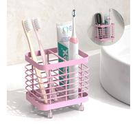 Luxspire Porte-Brosse à Dents Électrique, Support de Brosse à Dents Mural avec Trous de Drainage, Rangement Brosse à Dents en Acier Inoxydable, Organisateur de Rasoir à Dentifrice, Rose