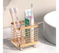 Luxspire Porte-Brosse à Dents Électrique, Support de Brosse à Dents Mural avec Trous de Drainage, Rangement Brosse à Dents en Acier Inoxydable, Organisateur de Rasoir à Dentifrice, Rose Doré