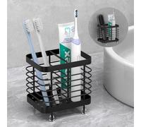 Luxspire Porte-brosse à Dents Électrique, Support de Brosse à Dents Mural en Acier Inoxydable, Rangement Brosse à Dents avec Trous de Drainage, Organisateur de Rasoir à Dentifrice pour la Douche, Noir