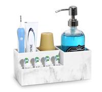 Luxspire Porte Brosse à Dents, Rangement Brosse à Dents, Support de Brosse à Dents Électrique en Résine avec 7 Fentes, Organisateur de Rasoir à Dentifrice, Accessoires de Salle de Bains, Gravier Blanc