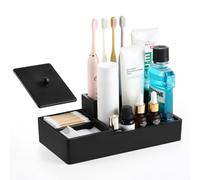 Luxspire Porte-Brosse à Dents, Support de Brosse à Dents à 6 Fentes pour la Salle de Bain, Rangement Brosse à Dents, Organisateur à Dentifrice pour la Douche, Noir Mat