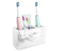 Luxspire Porte Brosse à Dents, Support de Brosse à Dents Électrique en Résine avec 3 Fentes, Distributeur de Dentifrice Hygiénique, Organisateur Salle de Bain, 16 x 7 x 9,6 cm - Blanche Encre