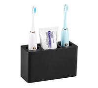 Luxspire Porte Brosse à Dents, Support de Brosse à Dents Électrique en Résine avec 3 Fentes, Distributeur de Dentifrice Hygiénique, Organisateur Salle de Bain, 14 x 6,5 x 9,5 cm - Noir Mat