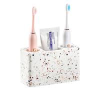 Luxspire Porte Brosse à Dents, Support de Brosse à Dents Électrique en Résine avec 3 Fentes, Distributeur de Dentifrice Hygiénique, Organisateur Salle de Bain, 14 x 6,4 x 9,4 cm, Terrazzo