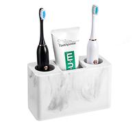 Luxspire Porte Brosse à Dents, Support de Brosse à Dents Électrique en Résine avec 3 Fentes, Distributeur de Dentifrice Hygiénique, Organisateur Salle de Bain, 16 x 7 x 9,6 cm - Blanc
