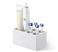 Luxspire Porte-brosses à Dents, 5 Fentes Support de Brosse à Dents en Diatomite pour Salle de Bains, Séchage Rapide Organisateur de Brosse à Dents et Dentifrice Electrique, Gris Clair