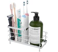 Luxspire Porte-Brosses à Dents, Porte-Brosses à Dents en Acier Inoxydable à 6 Fentes avec Drainage pour Cuisine, Accessoires de Salle de Bain pour Le Comptoir de l'Évier, Argent