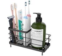 Luxspire Porte-Brosses à Dents, Porte-Brosses à Dents en Acier Inoxydable à 6 Fentes avec Drainage pour Cuisine, Accessoires de Salle de Bain pour Le Comptoir de l'Évier, Noir