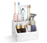 Luxspire Porte-brosses à Dents, Supports de Brosses à Dents à Séchage Rapide pour Salle de Bains, Organisateur de Brosses à Dents Electrique à Terre Diatomée pour Comptoir de Dressage, Marbre Blanc