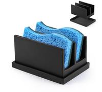 Luxspire Porte-éponge de Cuisine pour évier, Support d'éponge de Cuisine en résine avec 2 Compartiments, Porte éponge pour évier de Cuisine, Support d'éponge avec Plateau d'égouttage, Noir Mat