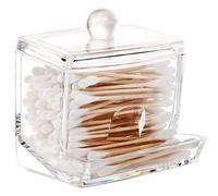 Luxspire Stockage de Coton-Tige, Support Claire d'Écouvillon Coton Boîte à Coton, Conteneur d'Organisateur de Stockage de Maquillage Cosmétique avec Couvercle et Ouverture de Prise Pratique