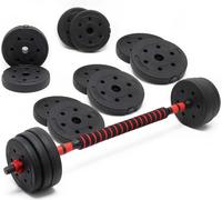 LUXTRI Ensemble d’haltères Courts et longs - 16 Disques - poids total 30 kg - 2 en 1 - pour la Musculation Muscu Fitness Sport Gym