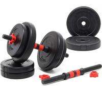 LUXTRI Kit d’haltères courts - poids total 15 kg - Coffret avec 8 plaques en Fonte et 2 Barres haltères moletées - Loquet étoile