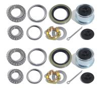 LUXTRKSTO Lot de 2 roulements de moyeu de remorque L68149 L44649 pour essieu conique de 3,5 cm à 3,8 cm, avec rondelle d'écrou château 171255TB/10-19, bouchon anti-poussière de 4,9 cm, kits de