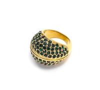 Luxueuse bague en acier avec diamants pour femme avec pierres blanches, rouges et vertes, robuste, résistante aux allergies, taille 6 à 10, Green, Comme décrit, Comme décrit.