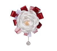 Luxueuse broche de poignet en forme de pivoine satinée pour mariée demoiselle d'honneur bouquet de mariage avec bande élastique réglable, Cornate, Comme décrit