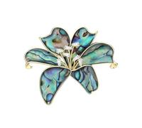 Luxueuse broche Lily Lily à la nacre vintage - épingle à tonalité au champagne chic avec zircone cubique - Accessoire à la mode et cheongsam bijoux