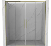 Luxueuse douche à porte coulissante Mexen Rox, 200 cm, transparente, profil doré