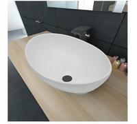 Luxueuse Vasque à poser en céramique Ovale Blanche 40 x 33 cm