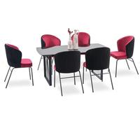 Luxueuses chaises de salle à manger noires et roses sièges confortables doux Moderne