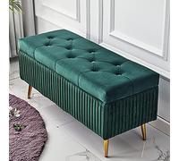 Luxueux banc de rangement en velours vert élégant étagère à chaussures et repose-pieds pour entrée élégante extrémité de lit ottoman 100 x 40 x 45 cm (39 x 16 x 18 pouces), décoration d'intérieur