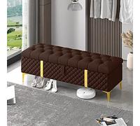 Luxueux banc de rangement moderne en cuir capitonné pour lit ou chambre à coucher avec compartiment caché, parfait pour la décoration de la maison.