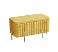 Luxueux banc ottoman en velours avec pieds en métal doux et siège de rangement et repose-pieds élégant pour chambre à coucher, décoration d'intérieur contemporaine