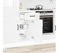 Luxueux Best* Armoire de cuisine - Armoire basse/meuble bas d'évier, Kalmar blanc brillant bois ingénierie Juin44655413