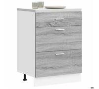 Luxueux Best* Armoire de cuisine - Armoire basse/meuble bas d'évier, ""Lyon"" sonoma gris bois d'ingénierie Juin48064240