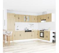 Luxueux Best* Meuble de cuisine - Armoire basse/meuble bas d'évier, ""Lucca"" avec bacs doubles en chêne sonoma en bois d'ingénierie