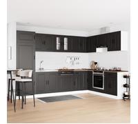 Luxueux Best* Meuble de cuisine ""Kalmar"" avec doubles évier/lavabo - Armoire bas de cuisine,s en bois d'ingénierie noir