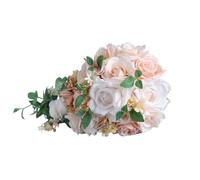 Luxueux bouquet de mariée en soie en forme de larme - Couleur champagne - Accessoires et fleurs