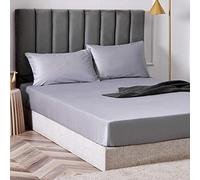 Luxueux draps ajusté de l'hôtel, Feuille de lit Coton en Soie en Soie Cover-lit de lit Protecteur de Matelas Non glissé pour Double King-Light_Silver_Gray_120cmx200cm * 32cm