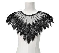 Luxueux empiècement brodé sur le devant du panneau avant détachable pour la modification de vêtements, la durabilité, les paillettes et les perles, patchs en tissu