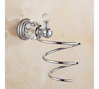 Luxueux ensemble d'accessoires de salle de bain avec étagère de douche en laiton avec cristaux argentés, barre porte-serviette, support de papier toilette, brosse et sèche-cheveux pour une décoration