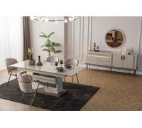 Luxueux ensemble de salle à manger Table de salle à manger 6x chaises Buffet miroir 9 pcs