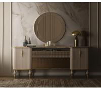 Luxueux ensemble de salon Buffet moderne verre miroir bois buffet