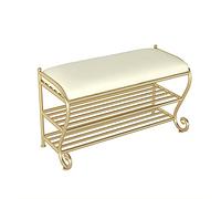 Luxueux meuble à chaussures avec siège en simili cuir 2 niveaux étagère à chaussures moderne ottomane pour entrée et couloir Blanc 100 x 35 x 45 cm