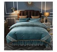 Luxueux Mouche lit à Doux Couvre-Couverture d'automne Hiver vers Le Bas Couverture Courtepointe taie Quatre pièces Grande literie de Luxe Bleue pour l'hôtel Familial (Roi Vert * 240cm)