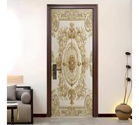 Luxueux Palais de Style EuropéEn Porte Stickers PVC étanche Porte Autocollants pour Salon Salle de Bain Chambre Décoration Or Auto-adhésif Amovible Pas de décoloration Sticker Décoration