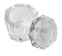 Luxueux plat en verre de cristal artificiel avec motif réfractant la lumière pour ongles organisateurs d'outils de salon de beauté à paillettes
