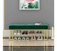 Luxueux Porte-Chaussures Bech Etryway Bech,Moder Shoe Storage Bech avec étagère à Chaussures Dorée,Confortable Velours Rembourré Chaussure Bech Chaussure Orgaizer, Green, 60x30x45cm(24x12x18inch)