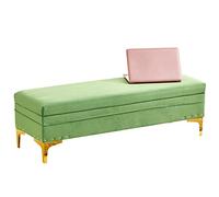 Luxueux repose-pieds capitonné en velours pour entrée et salon avec rangement caché Vert 80 x 40 x 40 cm