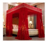 Luxueux rideaux à baldaquin à 4 poteaux - Protection à 360° - Anti-poussière - Longueur du sol européen - Pour chambre double de 1,5 m - Décoration d'intérieur élégante.