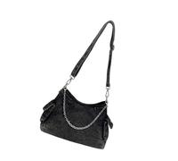 Luxueux sac à bandoulière en jean à la mode sacs de soirée décontractés avec sangle de chaîne pour le shopping et les rendez-vous galants en jean décontracté, Noir , One Size