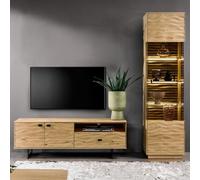 Luxueux TV-Lowboard Salon Vitrine Marron Meuble Média Set