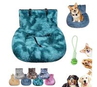 Luxurious Car Bed Travel Safety Kit, Luxurious Cozy Car Bed, Soft Plush Washable Dogs Seat Beds with Safety Straps, Foam Support, Secure & Cozy Ride for Small & Medium Pets (C,S)