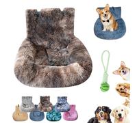 Luxurious Car Bed Travel Safety Kit, Luxurious Cozy Car Bed, Soft Plush Washable Dogs Seat Beds with Safety Straps, Foam Support, Secure & Cozy Ride for Small & Medium Pets (F,L)