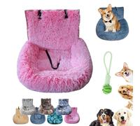 Luxurious Car Bed Travel Safety Kit, Luxurious Cozy Car Bed, Soft Plush Washable Dogs Seat Beds with Safety Straps, Foam Support, Secure & Cozy Ride for Small & Medium Pets (D,M)
